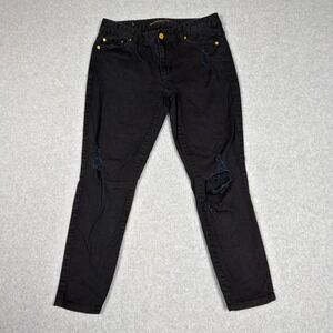 Michael Kors Izzy Cropped Skinny Jeans Black Distressed Women's Size 6